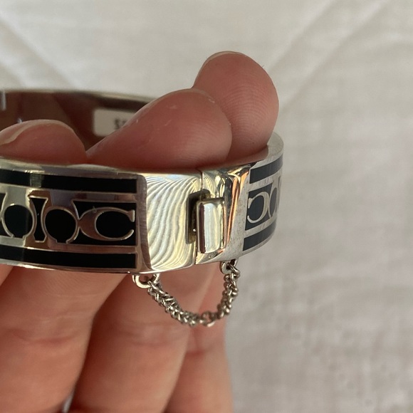 Coach Silver and Black Signature Bracelet with Snap Closure - Picture 5 of 6